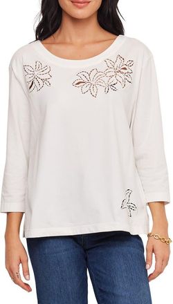 Karen Kane Embroidered Cutout Top in Off White at Nordstrom, Size X-Small