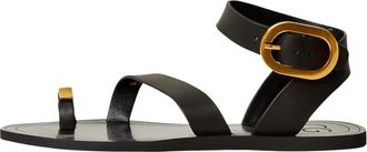 Cesare Gaspari Platte Sandalen Paula - Dames - Sandalen - Zwart - 39 EU - Schoenen