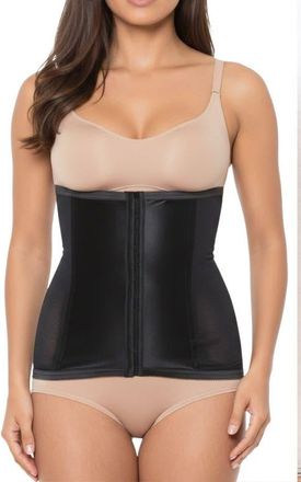 Rago Shapette Powermesh Satin Panel Waist Cincher in Black at Nordstrom, Size X-Large