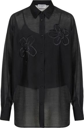 Iceberg Oversized Muslin Shirt - Dames - Tunieken - Zwart - 2XS - Overhemden