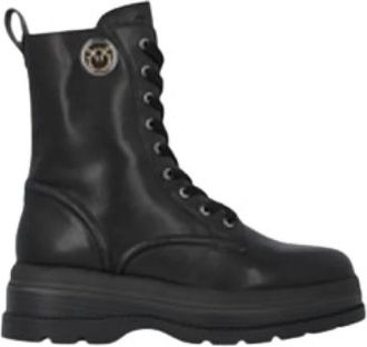 Pinko Eva 05 Veterlaarzen - Dames - Veterlaarzen - Zwart - 38 EU - Leer - Schoenen