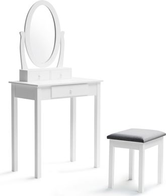 IDMarket Toeletta Con Specchio E Sgabello Betty