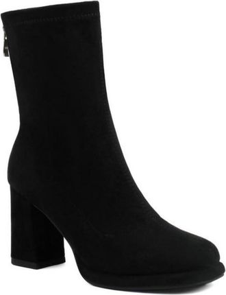 Generic Womens Suede Ankle Boots with Chunky Block Heel, Round Toe, Chelsea Style,for Office and Everyday,Black,5.5 UK