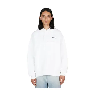 Botter Hoodies, male, White, Size: XL Raw Edge Logo Hooded Sweatshirt