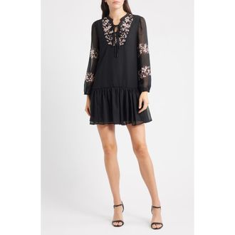 Halogen Long Sleeve Sheath Dress in Rich Black at Nordstrom Rack, Size Large