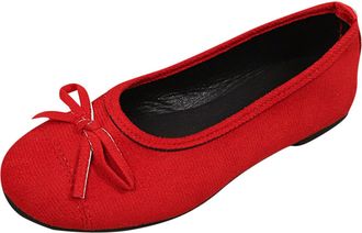 Generic Slip On Shoes Women Bow Casual Pumps Shoes Solid Color Stylish Elegant Lightweight Comfortable Classic Walking Shoe Work Office Leisure Red