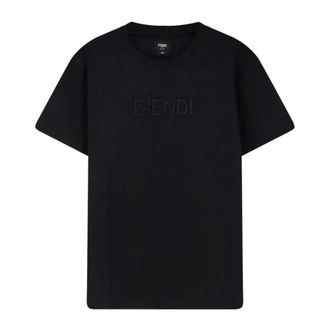 Fendi T-Shirts, male, Black, Size: XL Slim Fit Cotton T-Shirt