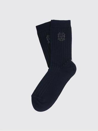 Brunello Cucinelli Calze in cotone a coste con logo