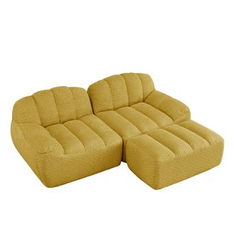 Urban Meuble Sof&aacute; modular tejido polar capiton&eacute;, sin montaje, amarillo mostaza