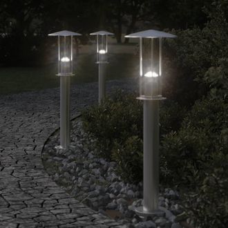 vidaXL Vidaxl - L&aacute;mparas De Suelo De Exterior 3 Unidades Acero Inoxidable 60 Cm