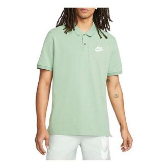 Nike Mens Nike Sportswear Casual Sports lapel Logo Solid Color Short Sleeve Polo Shirt Green CN8765-006