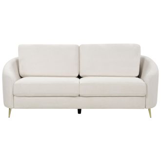 Beliani Sof&aacute; 3 Plazas Patas Metal Retro Tapizado De Tela Beige Claro Trosa