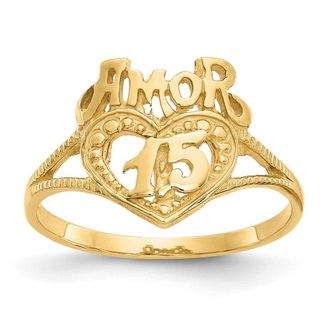 Diamond2Deal 14k Yellow Gold 15 Amor Heart Ring