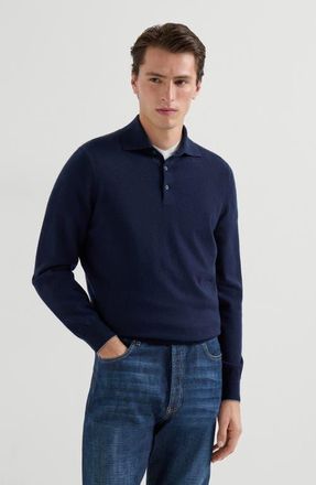Brunello Cucinelli Cashmere knit polo shirt in Navy Blue at Nordstrom, Size 46 It