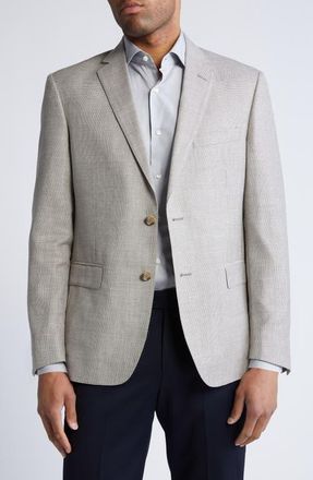 JB Britches Regular Fit Textured Wool & Linen M&eacute;lange Sport Coat in Beige at Nordstrom, Size 40Regular