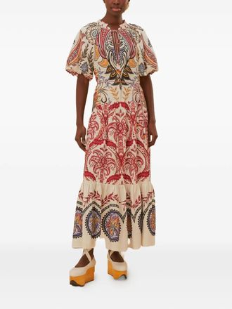 Farm Rio Midi-jurk met paisley-print - Beige