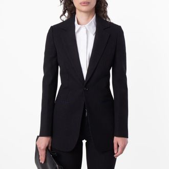 Burberry Checked Wool Blazer, Brand Size 10 ( US Size 8 )