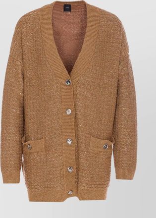 Pinko sequin detail knitwear with pockets and v-neck