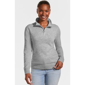 Lands End Cashmere Quarter Zip Sweater in Gray Heather at Nordstrom, Size X-Large