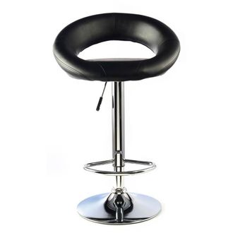 Netfurniture Furrai Kitchen Bar Stool PVC Chrome & Black Height Adjustable