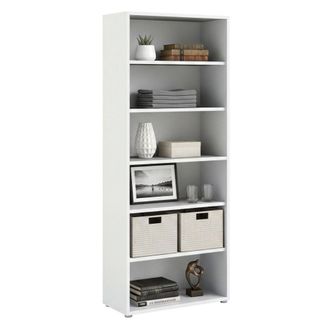 Dmora Dmora - Librer&iacute;a Con Cinco Estantes, Color Blanco, 89,2 X 221,7 X 40,1 Cm, Con Embalaje Reforzado