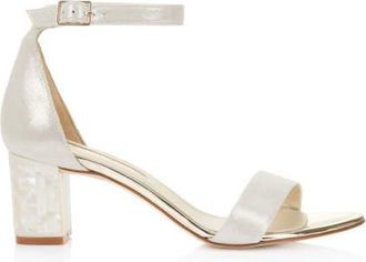 Freya Rose Martene Midi Ankle Strap Pearl Heel Sandal in Champagne at Nordstrom, Size 37