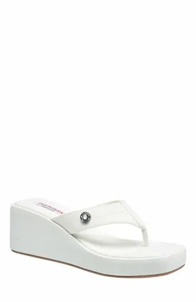True Religion Latto Slip on Wedge Sandal in White at Nordstrom, Size 10