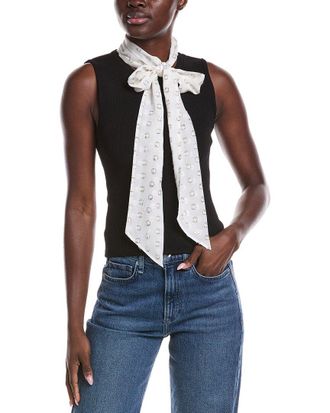 Derek Lam Calista Mixed Media Tie Neck Sweater