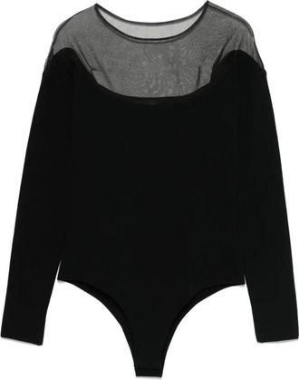 MUGLER Stijlvolle Bodysuit met Lange Mouwen - Dames - Bodies - Zwart - M - Polyester - Tops