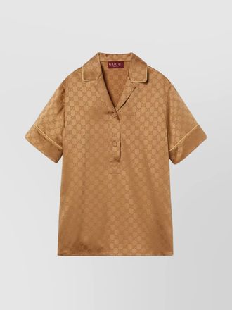 Gucci monogram satin shirt contrast piping