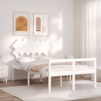 vidaXL Vidaxl - Cama Para Personas Mayores Con Cabecero Madera Maciza Blanco