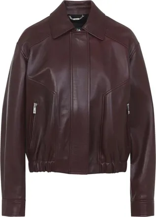 Versace Leren Blouson - Dames - Leren en Su&egrave;de Jassen - Bruin - M - Leer - Jassen