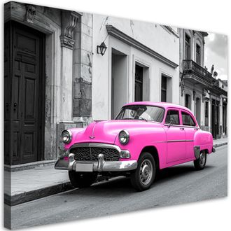 Feeby Cuadro Sobre Lienzo, Coche Cl&aacute;sico Vintage Aparcado En Una Calle De La Habana, 100x70