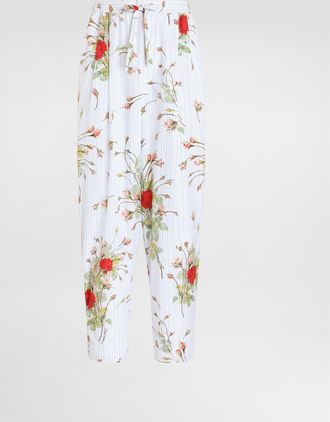Dolce & Gabbana Small Rose-print Poplin Vanity Trousers - Man Pants And Shorts 44