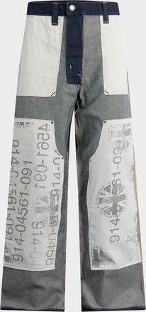 Hudson Men & apos;s Columbus Patchwork Wide-Leg Jeans
