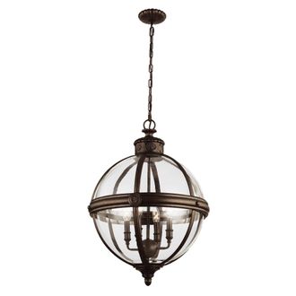 Netlighting Adams 4 Light Ceiling Chandelier Pendant Light British Bronze E14 in Brown