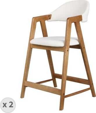 Moloo Silla de bar de tela color crudo y fresno (x2)