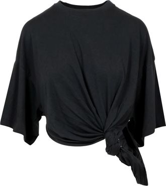 Sportmax Zwarte Katoenen Crew Neck Shirt - Dames - T-shirts - Zwart - S - Katoen - Tops