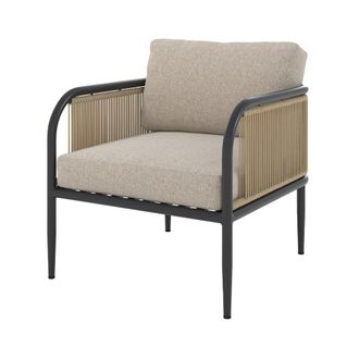 Rendez-Vous D&eacute;co Sill&oacute;n de jard&iacute;n de metal y tela beige