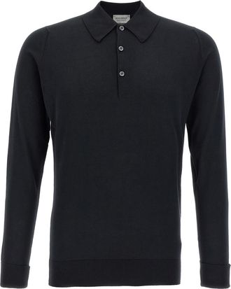 John Smedley Black Long Sleeves Polo