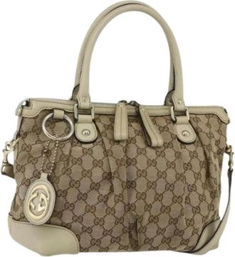 Gucci Pre-owned Handbags, female, Beige, Size: ONE SIZE Pre-owned Vintage Canvas Handbag