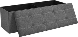 Songmics Ba&uacute;l puff con almacenaje 110x38x38 cm de color gris y negro