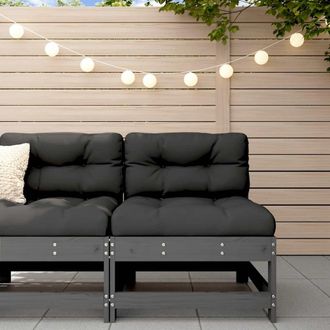 vidaXL Vidaxl - Sof&aacute; Central Con Cojines Madera Maciza De Pino Gris