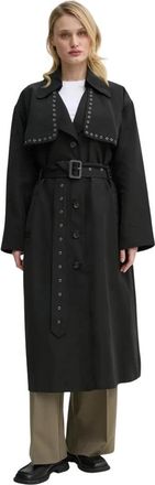 Bruuns Bazaar Eyelet Belted Coat - Dames - Trenchcoats - Zwart - S - Leer - Jassen
