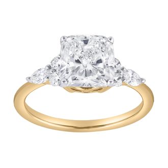 LuvMyJewelry Charlotte 14K Gold 2.8 Ct Cushion Lab Grown Diamond Engagement Ring