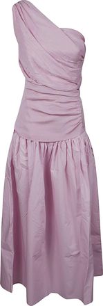 Self Portrait Cotton Draped One-Shoulder Midi Dress