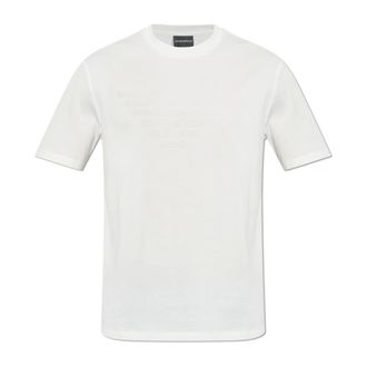 Emporio Armani T-Shirts, male, White, Size: XL Jersey T-shirt with matching intarsia logo