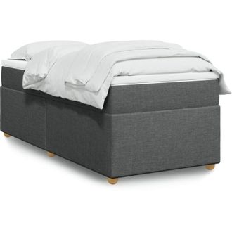 vidaXL Cama Box Spring Con Colch&oacute;n Tela Gris Oscuro 90x200 Cm Vidaxl