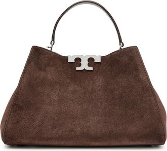 Tory Burch Eleanor T-logo Suede top Handle bag - Dark Brown - One Size