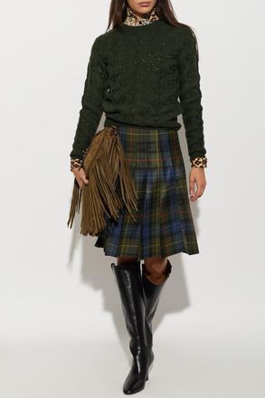 Etro Wool Skirt With A Check Pattern, Womens, Multicolour